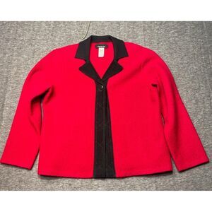 Jones New York Collection Cardigan Women Large Boiled Wool Red Size Rare